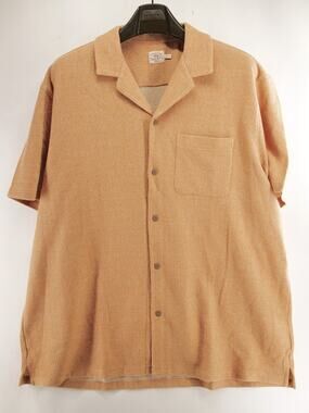 Faherty Brand Men's 2XL Orange Camp Collar Short Sleeve Button Up Pocket Shirt